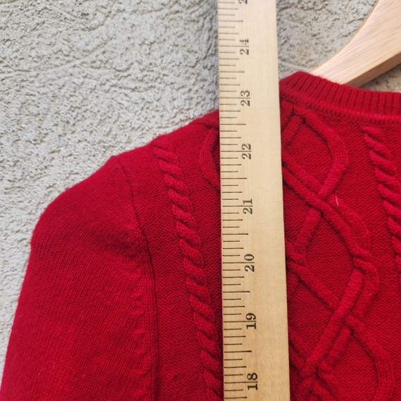 TALBOTS Women's Sweater Small Petite Red Lambswool Blend Cable Knit Pullover - Picture 10 of 10